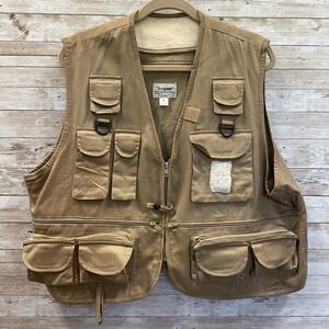 Vintage Texsport Mens L‎ Vest Keystone Light Beer Fishing Tan Beige Embroidered